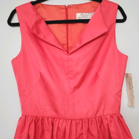 Lela Rose Slit Front Full Skirt Peony Peplum Dress - Picture 8 of 8